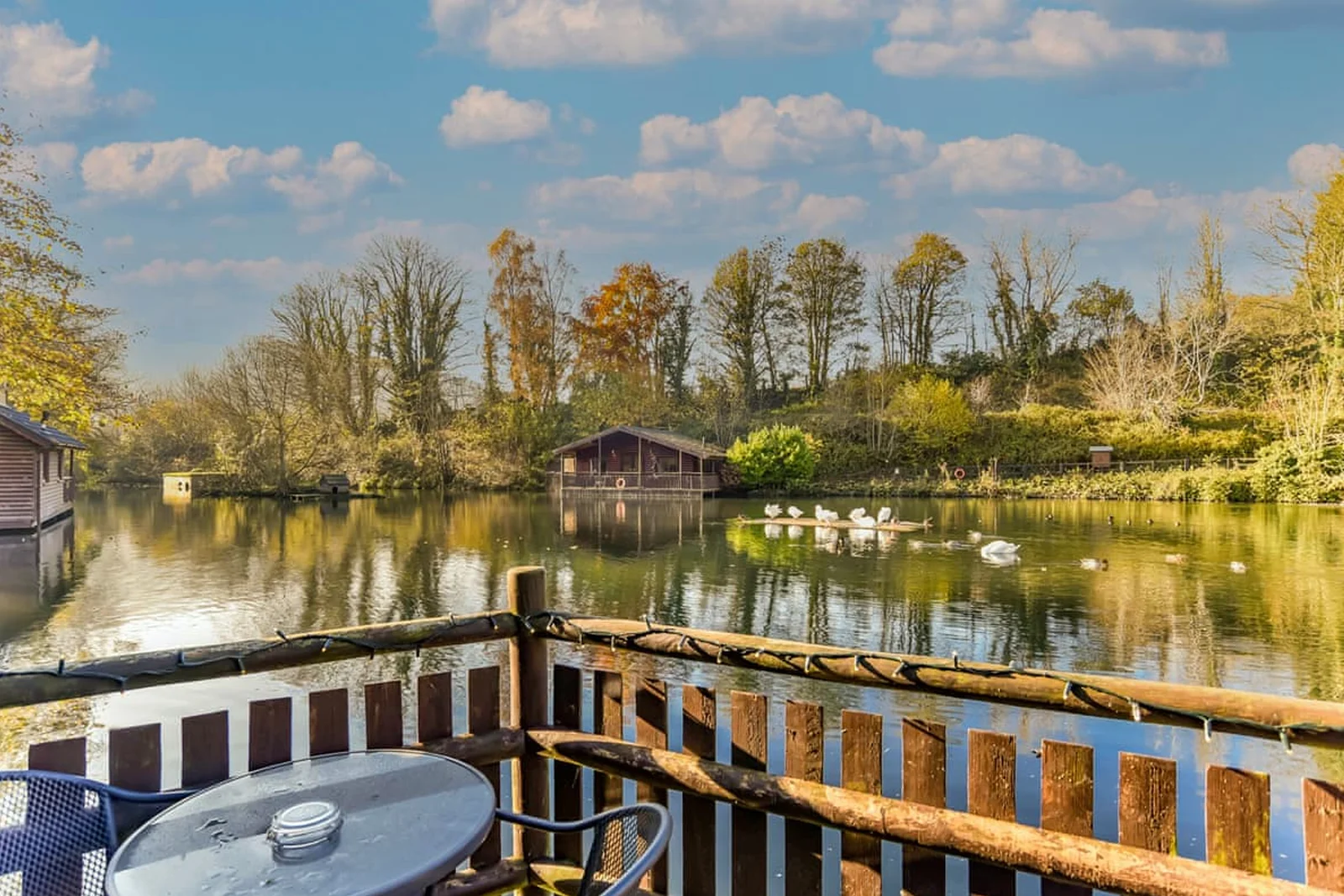 One of the two lakes at Herons Lake Retreat, Caerwys, Flintshire, North Wales